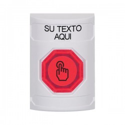 SS2306ZA-ES STI White No Cover Momentary (Illuminated) Stopper Station w/ Custom Text Spanish
