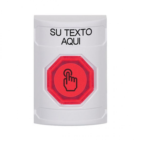 SS2306ZA-ES STI White No Cover Momentary (Illuminated) Stopper Station w/ Custom Text Spanish
