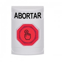 SS2307AB-ES STI White No Cover Weather Resistant Momentary (Illuminated) with Red Lens Stopper Station with ABORT Label Spanish