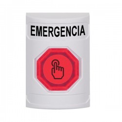 SS2307EM-ES STI White No Cover Weather Resistant Momentary Stopper Station w/ EMERGENCY Spanish