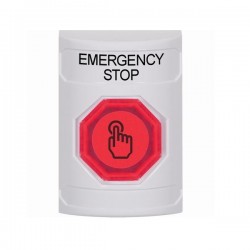 SS2307ES-EN STI White No Cover Weather Resistant Momentary Stopper Station w/ EMERGENCY STOP Label