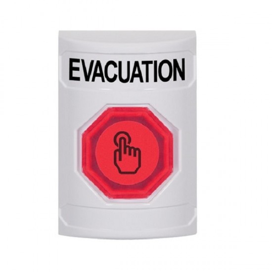SS2307EV-EN STI White No Cover Weather Resistant Momentary Stopper Station w/ EVACUATION Label