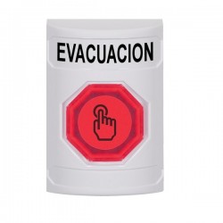 SS2307EV-ES STI White No Cover Weather Resistant Momentary Stopper Station w/ EVACUATION Spanish