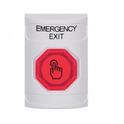 SS2307EX-EN STI White No Cover Weather Resistant Momentary Stopper Station w/ EMERGENCY EXIT Label