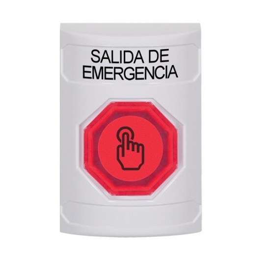 SS2307EX-ES STI White No Cover Weather Resistant Momentary Stopper Station w/ EMERGENCY EXIT Spanish
