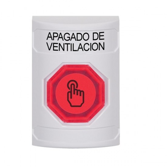 SS2307HV-ES STI White No Cover Weather Resistant Momentary Stopper Station w/ HVAC SHUT DOWN Spanish