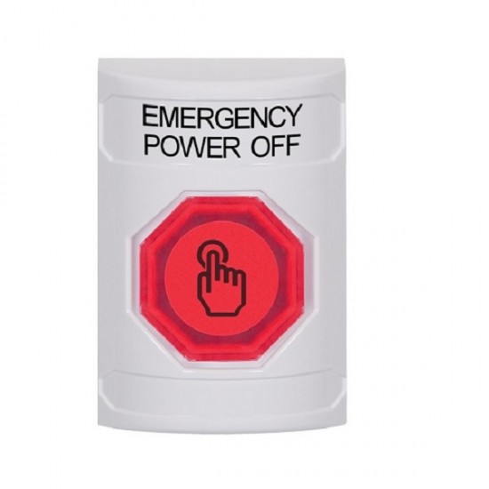 SS2307PO-EN STI White No Cover Weather Resistant Momentary Stopper Station w/ EMERGENCY POWER OFF Label