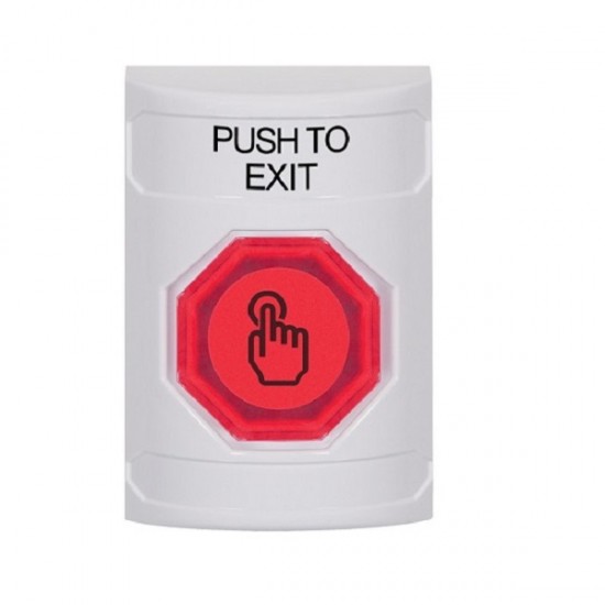 SS2307PX-EN STI White No Cover Weather Resistant Momentary Stopper Station w/ PUSH TO EXIT Label