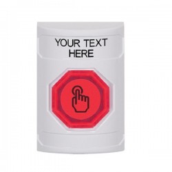 SS2307ZA-EN STI White No Cover Weather Resistant Momentary Stopper Station w/ Custom Text Label