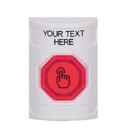 SS2307ZA-EN STI White No Cover Weather Resistant Momentary Stopper Station w/ Custom Text Label