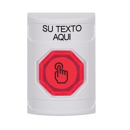 SS2307ZA-ES STI White No Cover Weather Resistant Momentary Stopper Station w/ Custom Text Spanish