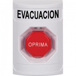SS2308EV-ES STI White No Cover Pneumatic (Illuminated) Stopper Station with EVACUATION Label Spanish