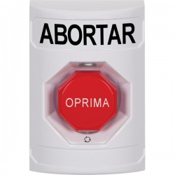 SS2309AB-ES STI White No Cover Turn-to-Reset (Illuminated) Stopper Station with ABORT Label Spanish