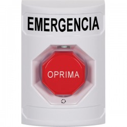 SS2309EM-ES STI White No Cover Turn-to-Reset (Illuminated) Stopper Station with EMERGENCY Label Spanish