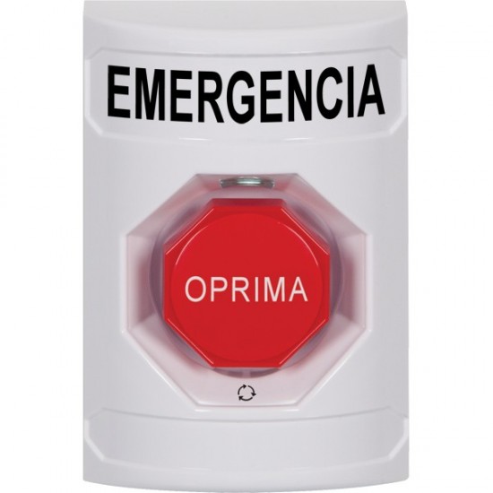SS2309EM-ES STI White No Cover Turn-to-Reset (Illuminated) Stopper Station with EMERGENCY Label Spanish