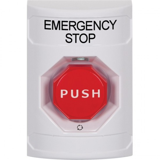 SS2309ES-EN STI White No Cover Turn-to-Reset (Illuminated) Stopper Station with EMERGENCY STOP Label English