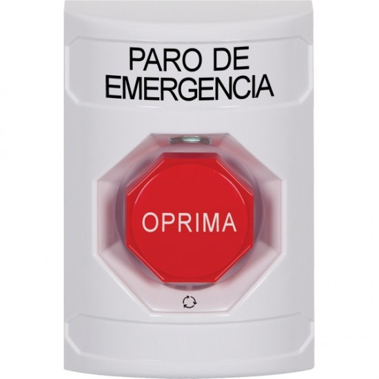 SS2309ES-ES STI White No Cover Turn-to-Reset (Illuminated) Stopper Station with EMERGENCY STOP Label Spanish