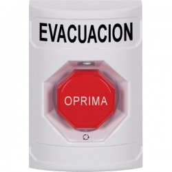 SS2309EV-ES STI White No Cover Turn-to-Reset (Illuminated) Stopper Station with EVACUATION Label Spanish