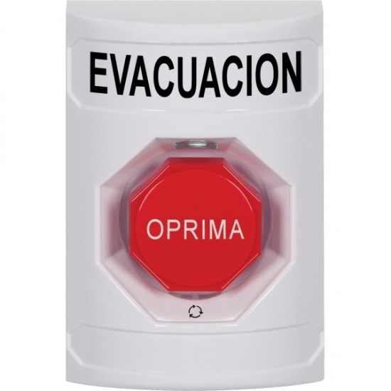 SS2309EV-ES STI White No Cover Turn-to-Reset (Illuminated) Stopper Station with EVACUATION Label Spanish