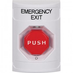 SS2309EX-EN STI White No Cover Turn-to-Reset (Illuminated) Stopper Station with EMERGENCY EXIT Label English