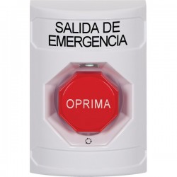 SS2309EX-ES STI White No Cover Turn-to-Reset (Illuminated) Stopper Station with EMERGENCY EXIT Label Spanish