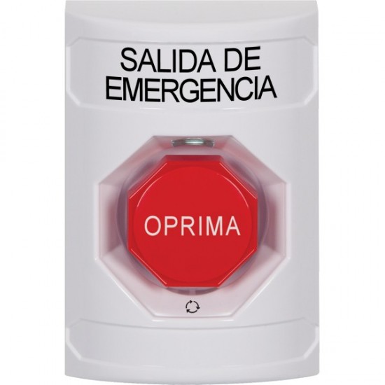 SS2309EX-ES STI White No Cover Turn-to-Reset (Illuminated) Stopper Station with EMERGENCY EXIT Label Spanish