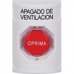 SS2309HV-ES STI White No Cover Turn-to-Reset (Illuminated) Stopper Station with HVAC SHUT DOWN Label Spanish