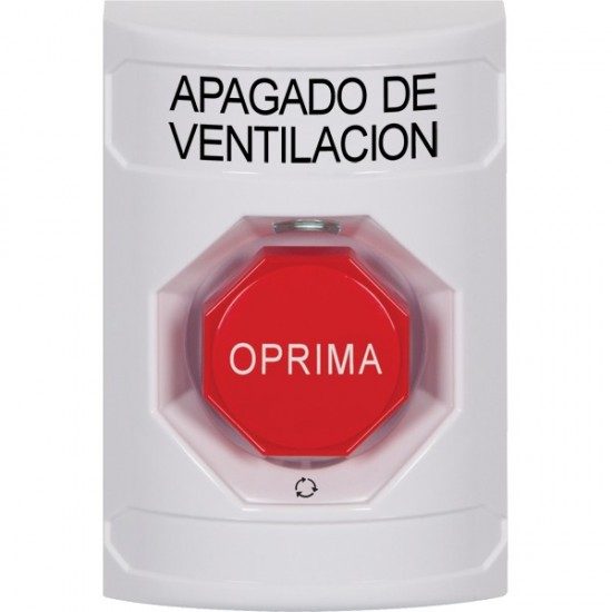 SS2309HV-ES STI White No Cover Turn-to-Reset (Illuminated) Stopper Station with HVAC SHUT DOWN Label Spanish