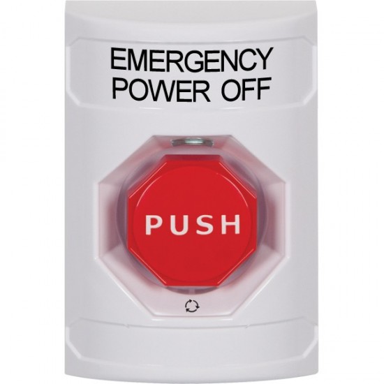 SS2309PO-EN STI White No Cover Turn-to-Reset (Illuminated) Stopper Station with EMERGENCY POWER OFF Label English