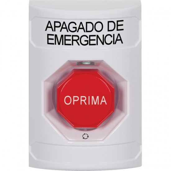 SS2309PO-ES STI White No Cover Turn-to-Reset (Illuminated) Stopper Station with EMERGENCY POWER OFF Label Spanish