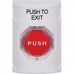 SS2309PX-EN STI White No Cover Turn-to-Reset (Illuminated) Stopper Station with PUSH TO EXIT Label English