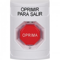 SS2309PX-ES STI White No Cover Turn-to-Reset (Illuminated) Stopper Station with PUSH TO EXIT Label Spanish