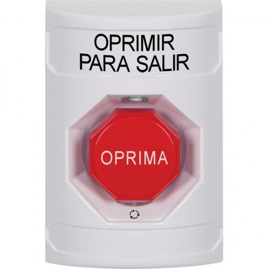 SS2309PX-ES STI White No Cover Turn-to-Reset (Illuminated) Stopper Station with PUSH TO EXIT Label Spanish