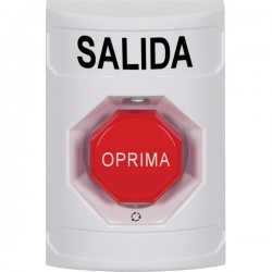 SS2309XT-ES STI White No Cover Turn-to-Reset (Illuminated) Stopper Station with EXIT Label Spanish
