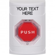 SS2309ZA-EN STI White No Cover Turn-to-Reset (Illuminated) Stopper Station with Non-Returnable Custom Text Label English