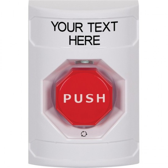 SS2309ZA-EN STI White No Cover Turn-to-Reset (Illuminated) Stopper Station with Non-Returnable Custom Text Label English