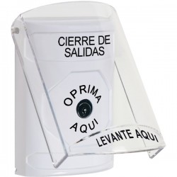 SS2320LD-ES STI White Indoor Only Flush or Surface Key-to-Reset Stopper Station with LOCKDOWN Label Spanish