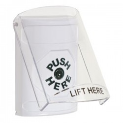 SS2320NT-EN STI White Indoor Only Flush or Surface Key-to-Reset Stopper Station with No Text Label English