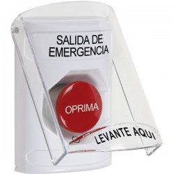 SS2321EX-ES STI White Indoor Only Flush or Surface Turn-to-Reset Stopper Station with EMERGENCY EXIT Label Spanish