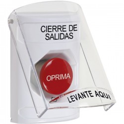 SS2321LD-ES STI White Indoor Only Flush or Surface Turn-to-Reset Stopper Station with LOCKDOWN Label Spanish