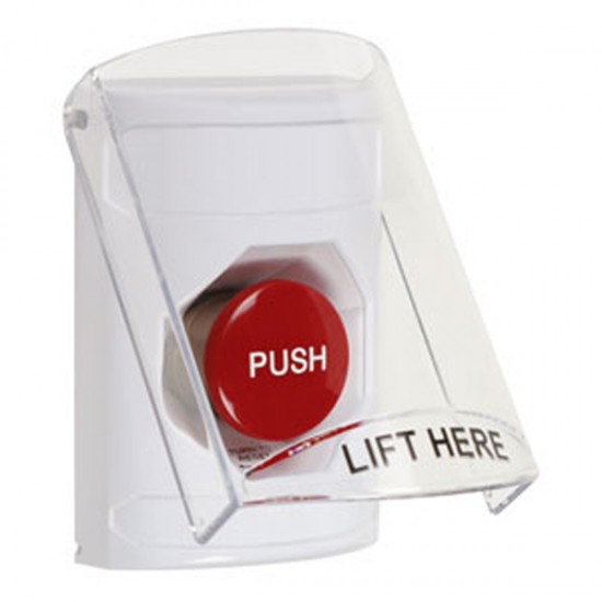 SS2321NT-EN STI White Indoor Only Flush or Surface Turn-to-Reset Stopper Station with No Text Label English
