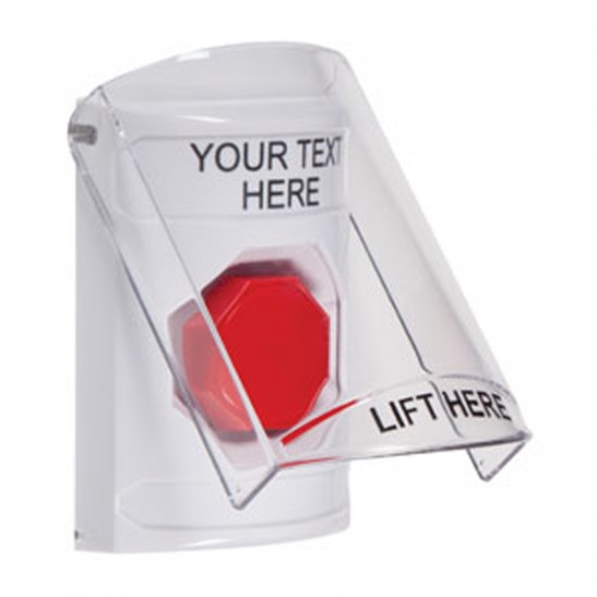 SS2322ZA-EN STI White Indoor Flush/Surface Key-to-Reset Stopper Station w/ Custom Text Label