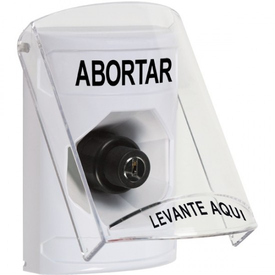 SS2323AB-ES STI White Indoor Only Flush or Surface Key-to-Activate Stopper Station with ABORT Label Spanish