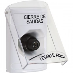 SS2323LD-ES STI White Indoor Only Flush or Surface Key-to-Activate Stopper Station with LOCKDOWN Label Spanish