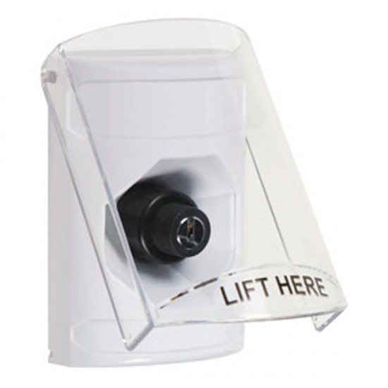 SS2323NT-EN STI White Indoor Only Flush or Surface Key-to-Activate Stopper Station with No Text Label English