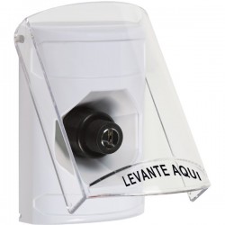 SS2323NT-ES STI White Indoor Only Flush or Surface Key-to-Activate Stopper Station with No Text Label Spanish