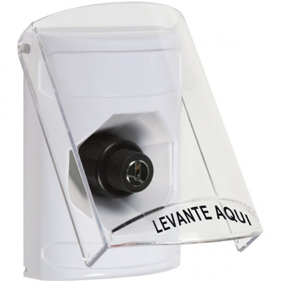 SS2323NT-ES STI White Indoor Only Flush or Surface Key-to-Activate Stopper Station with No Text Label Spanish