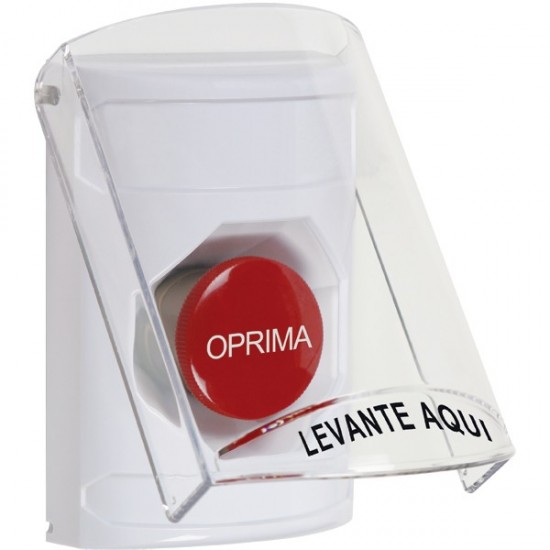 SS2324NT-ES STI White Indoor Only Flush or Surface Momentary Stopper Station with No Text Label Spanish