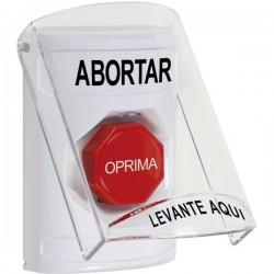 SS2325AB-ES STI White Indoor Only Flush or Surface Momentary (Illuminated) Stopper Station with ABORT Label Spanish