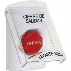 SS2325LD-ES STI White Indoor Only Flush or Surface Momentary (Illuminated) Stopper Station with LOCKDOWN Label Spanish